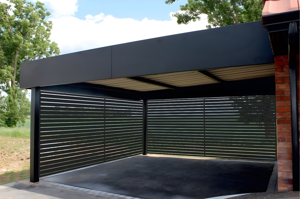 Хай-тек автонавес из поликарбоната для машин Односкатный навес-пристрой к дому из монолитного поликарбоната